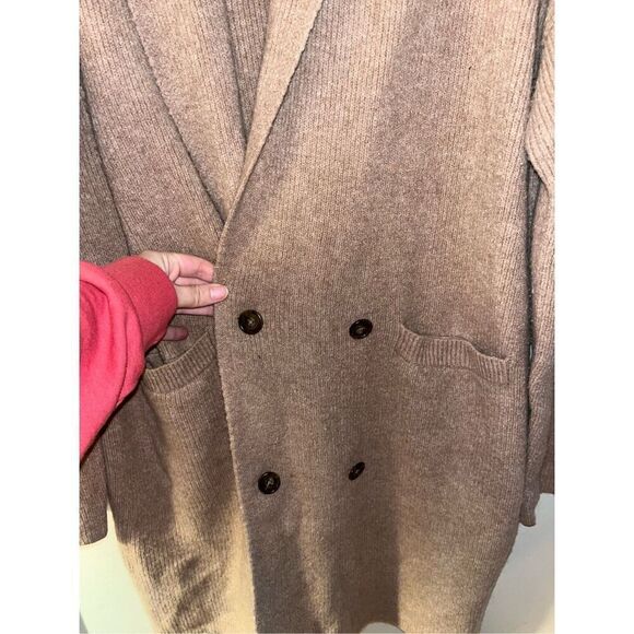 J. Crew Long Blazer Cardigan Tan Wool Alpaca Large - Picture 2 of 6